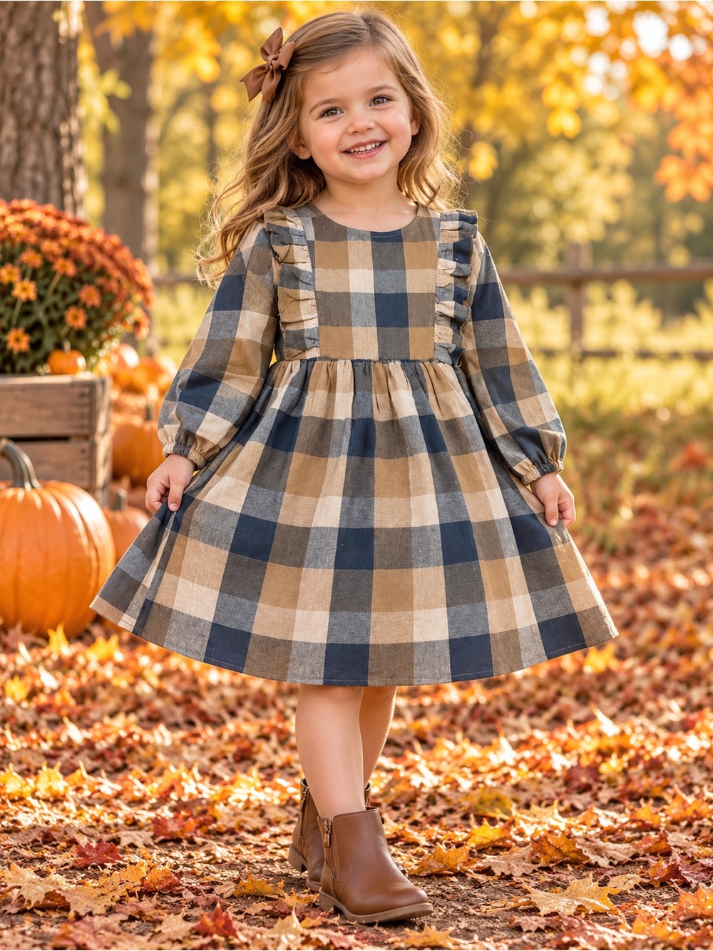 Girls Boutique Size 6 Plaid Ruffle Dress Cottagecore Cotton NWOT